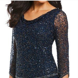 Elegant beaded floor-length formal dress size 14